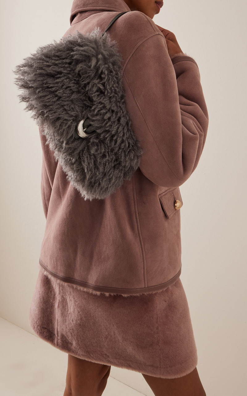 STAUD Harlow Faux Fur Bag grey outlook