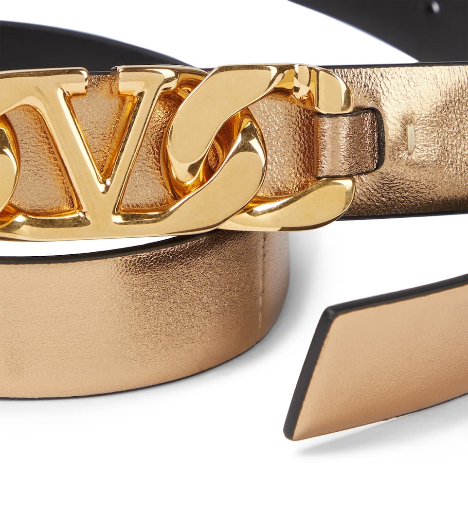 VLogo Chain leather belt - 3