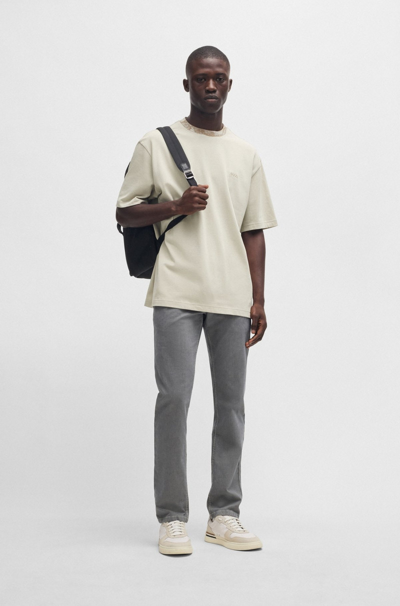 BOSS COTTON-JERSEY T-SHIRT WITH JUNGLE-ARTWORK COLLAR outlook