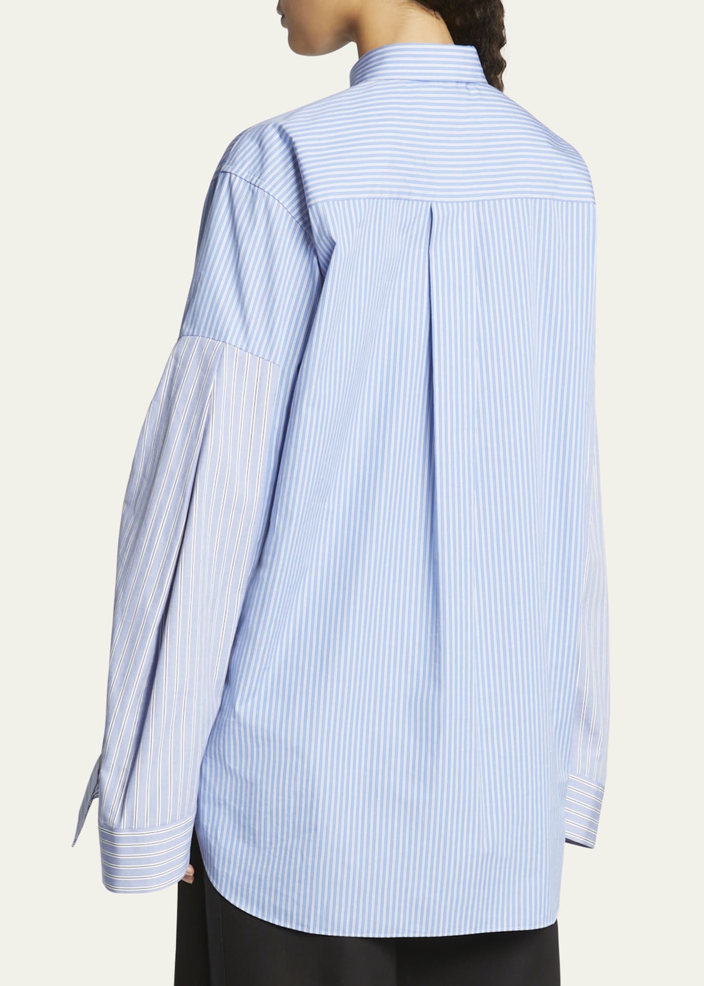 Stripe Oversized Sleeve Button Down Shirtdress - 3