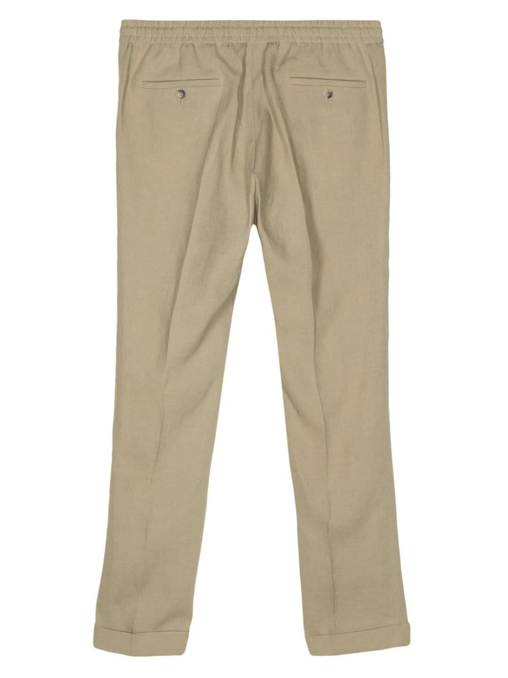 drawstring-waist linen trousers - 2