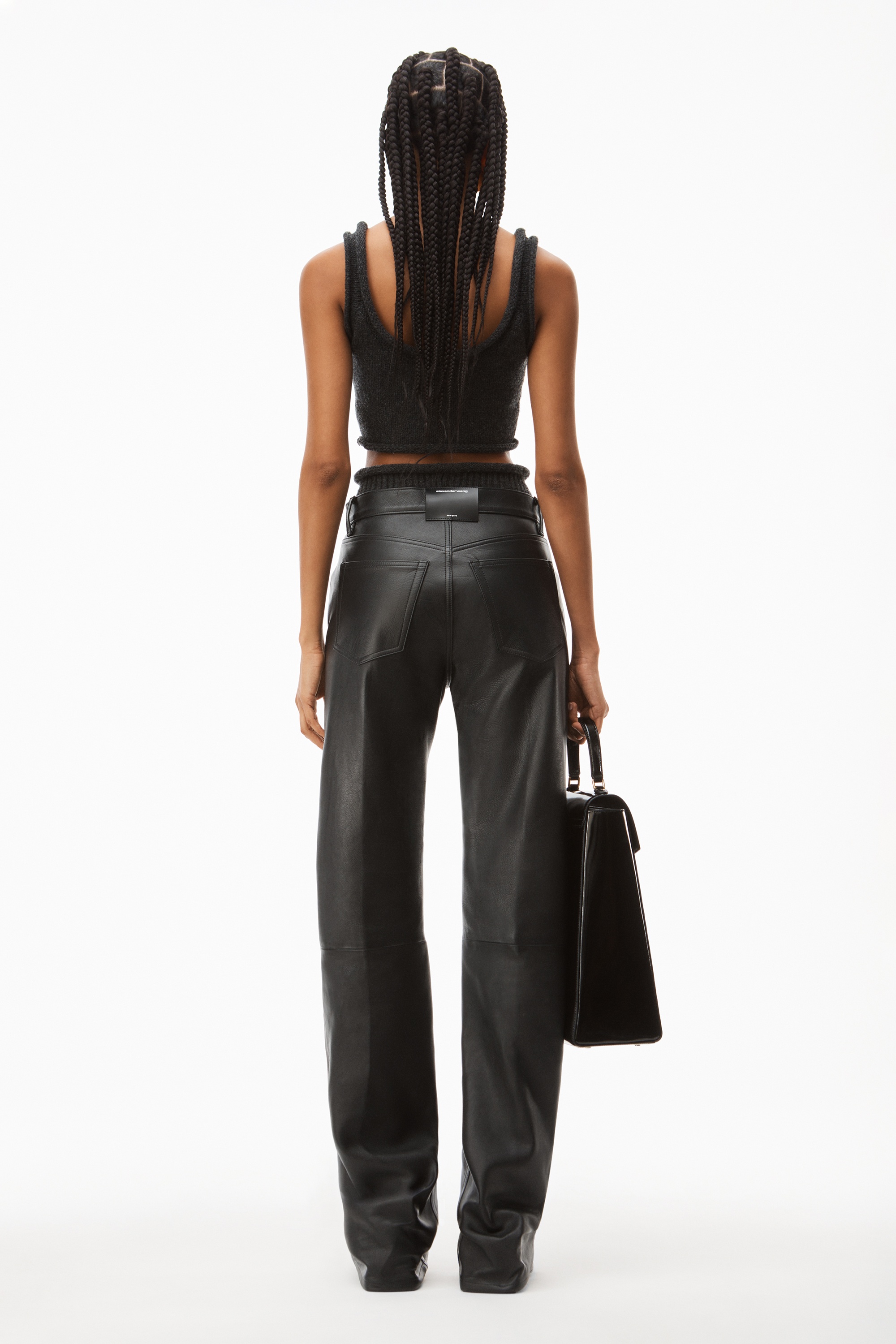 MID RISE STACKED PANT IN MOTO LEATHER - 5