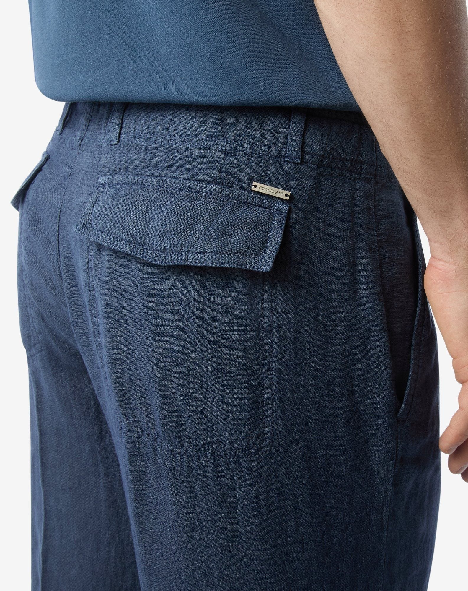 Blue pure linen trousers - 5