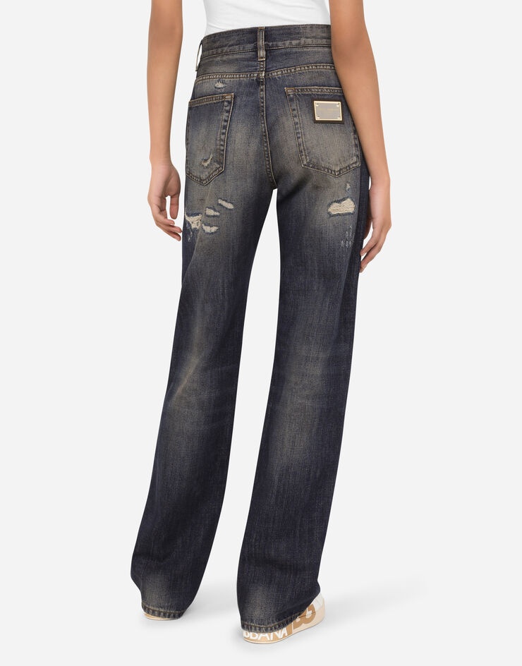 Flared jeans with ripped details - 5