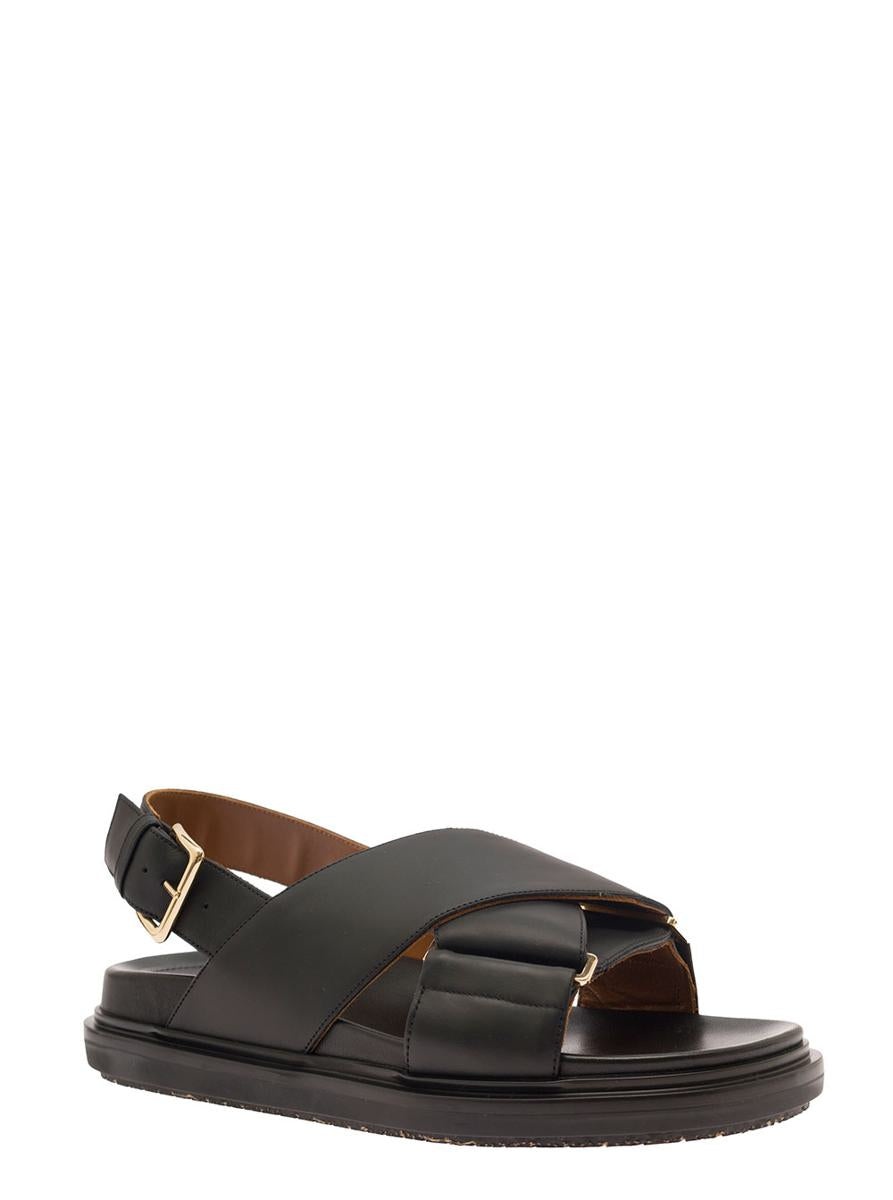 MARNI BLACK CRISS-CROSS SANDALS IN SMOOTH LEATHER WOMAN - 2