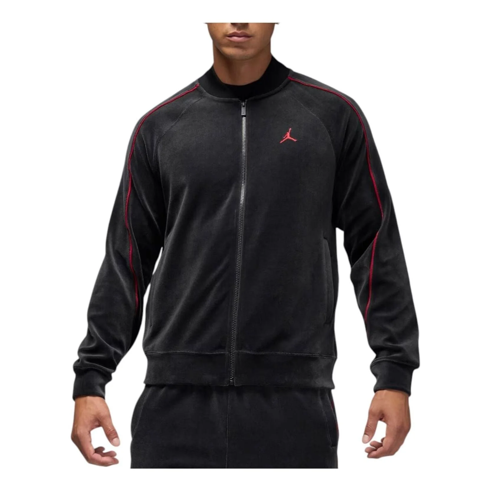 Air Jordan Brooklyn Velour Track Jacket 'Black Gym Red' HV1870-010 - 1