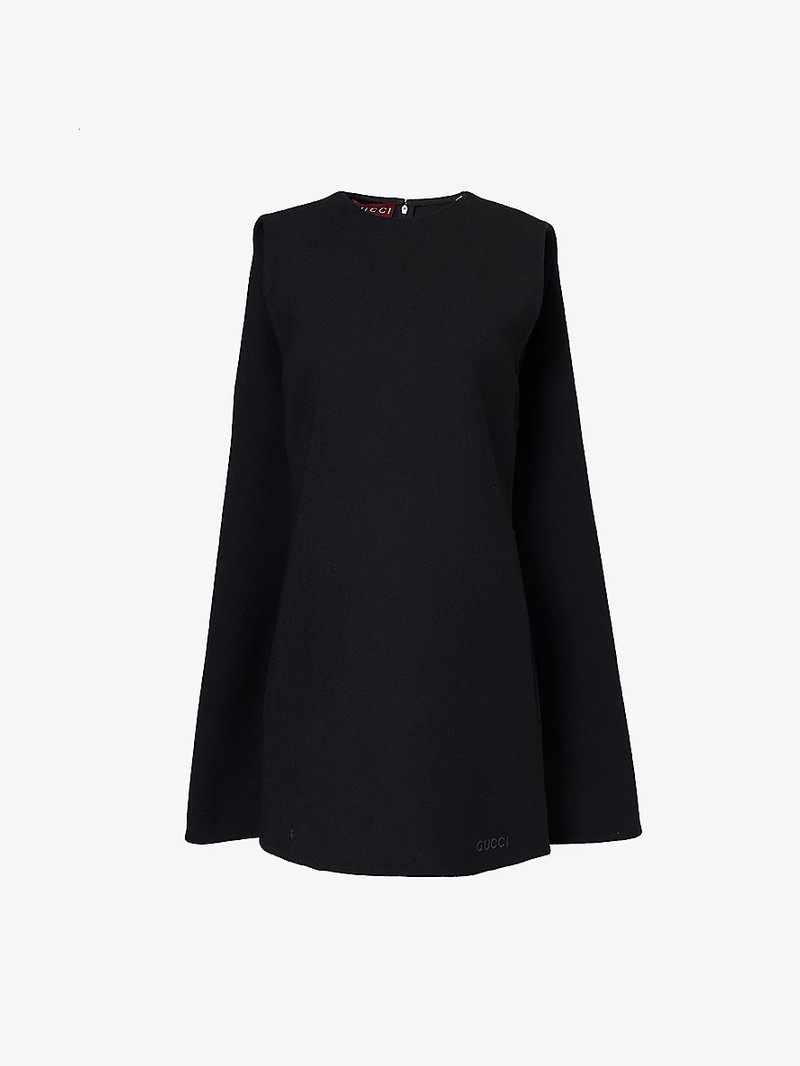 Brand-embroidery sleeveless wool mini dress 1