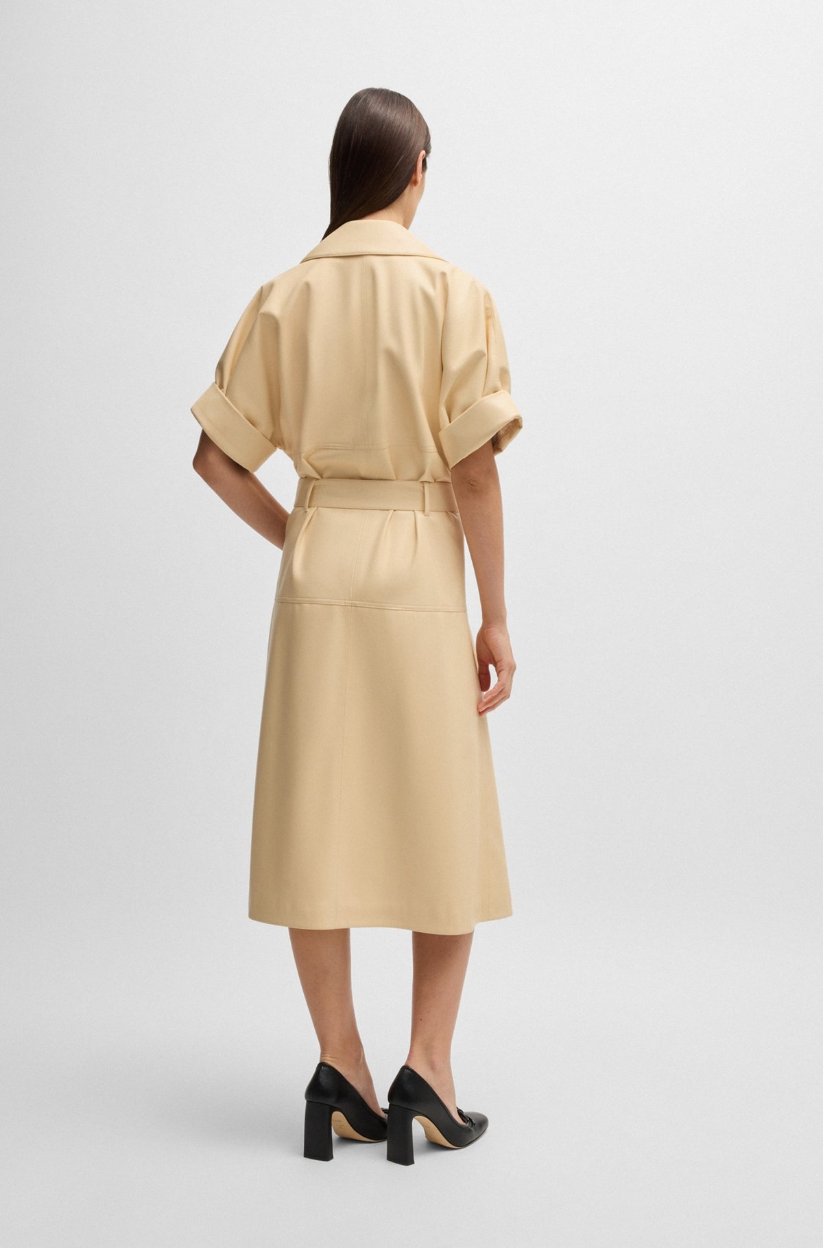 TRENCH-STYLE RELAXED-FIT DRESS IN FAUX LEATHER - 4