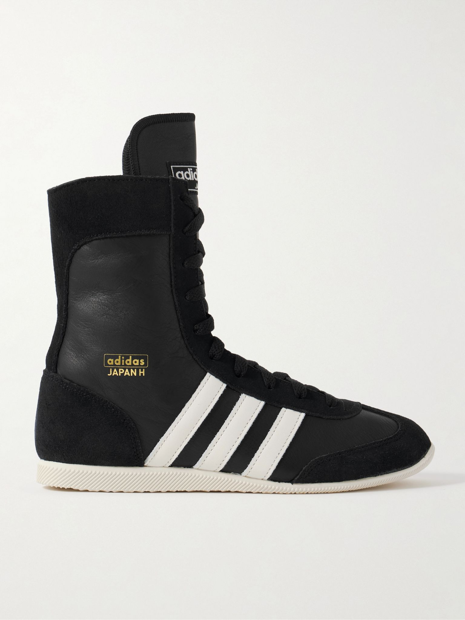 Japan H suede-trimmed leather high-top sneakers Black - 1