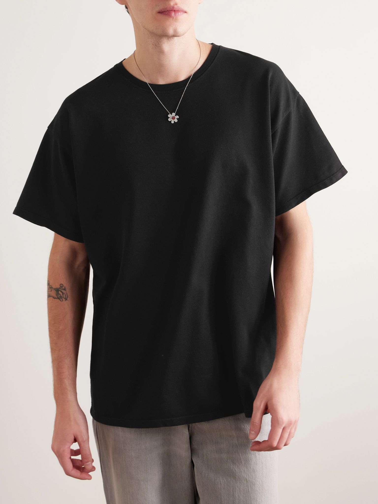 Cotton and Cashmere-Blend Jersey T-Shirt Black - 3