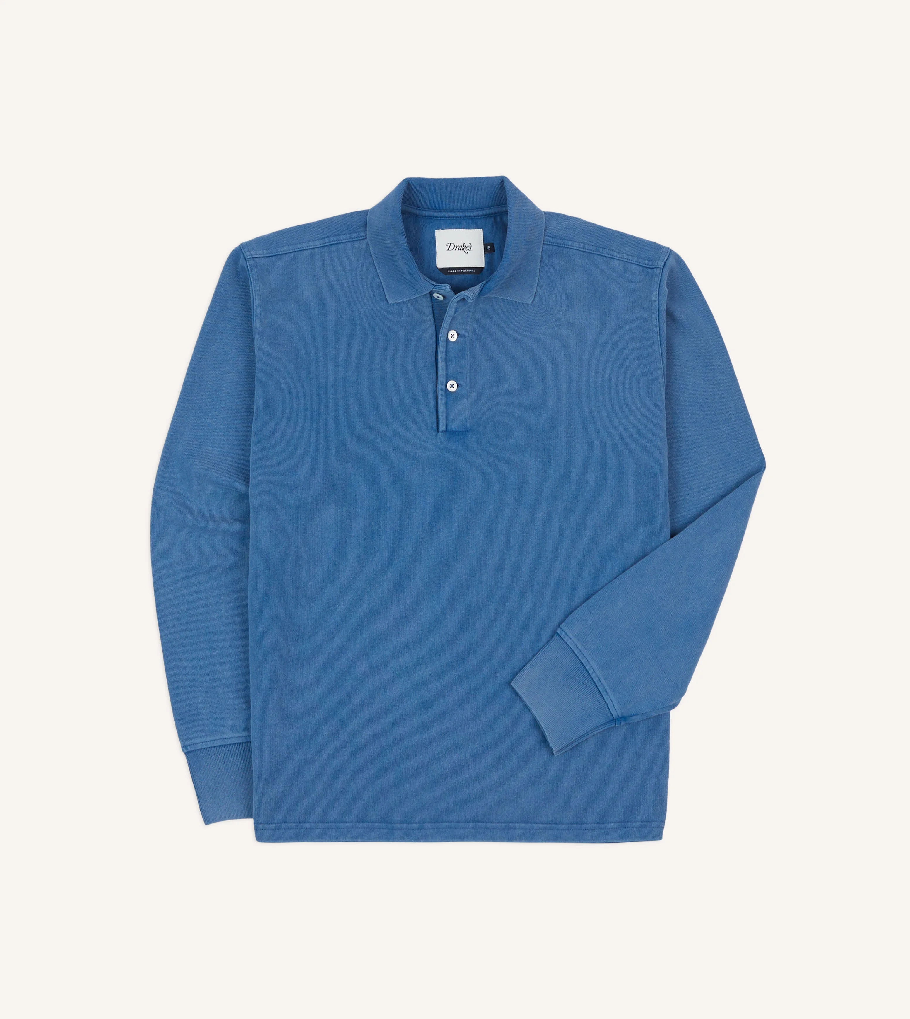 Indigo Cotton Jersey Long-Sleeve Polo Shirt - 1