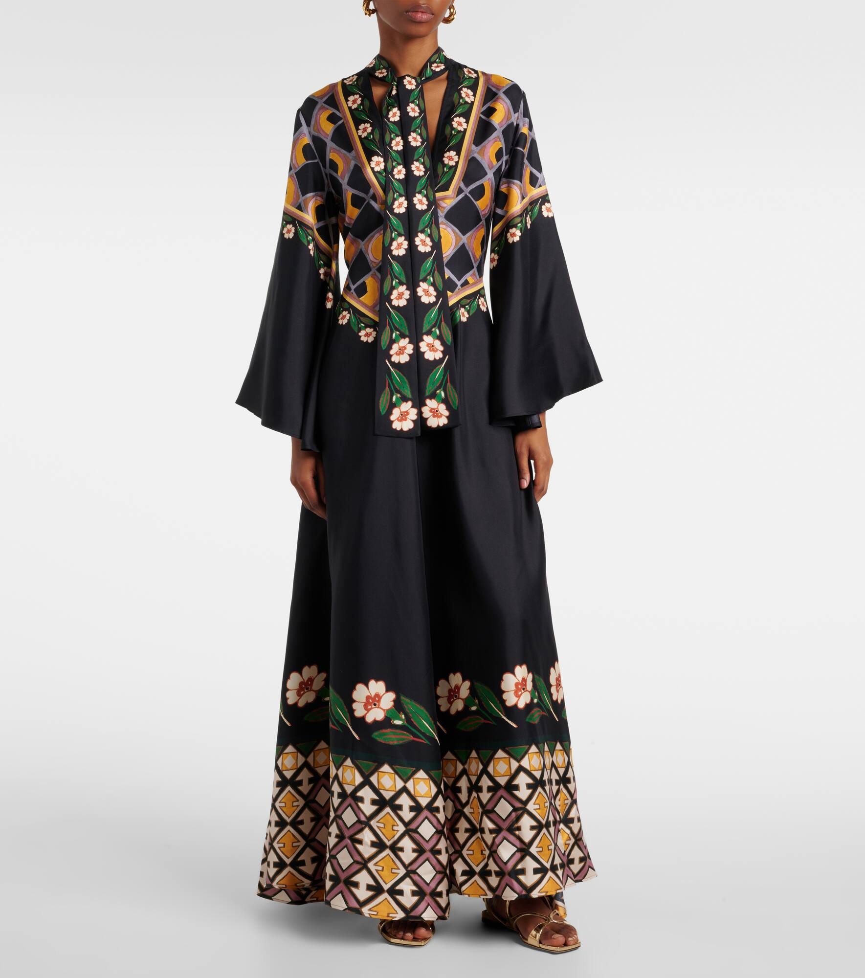 Magnifico printed silk twill maxi dress - 7