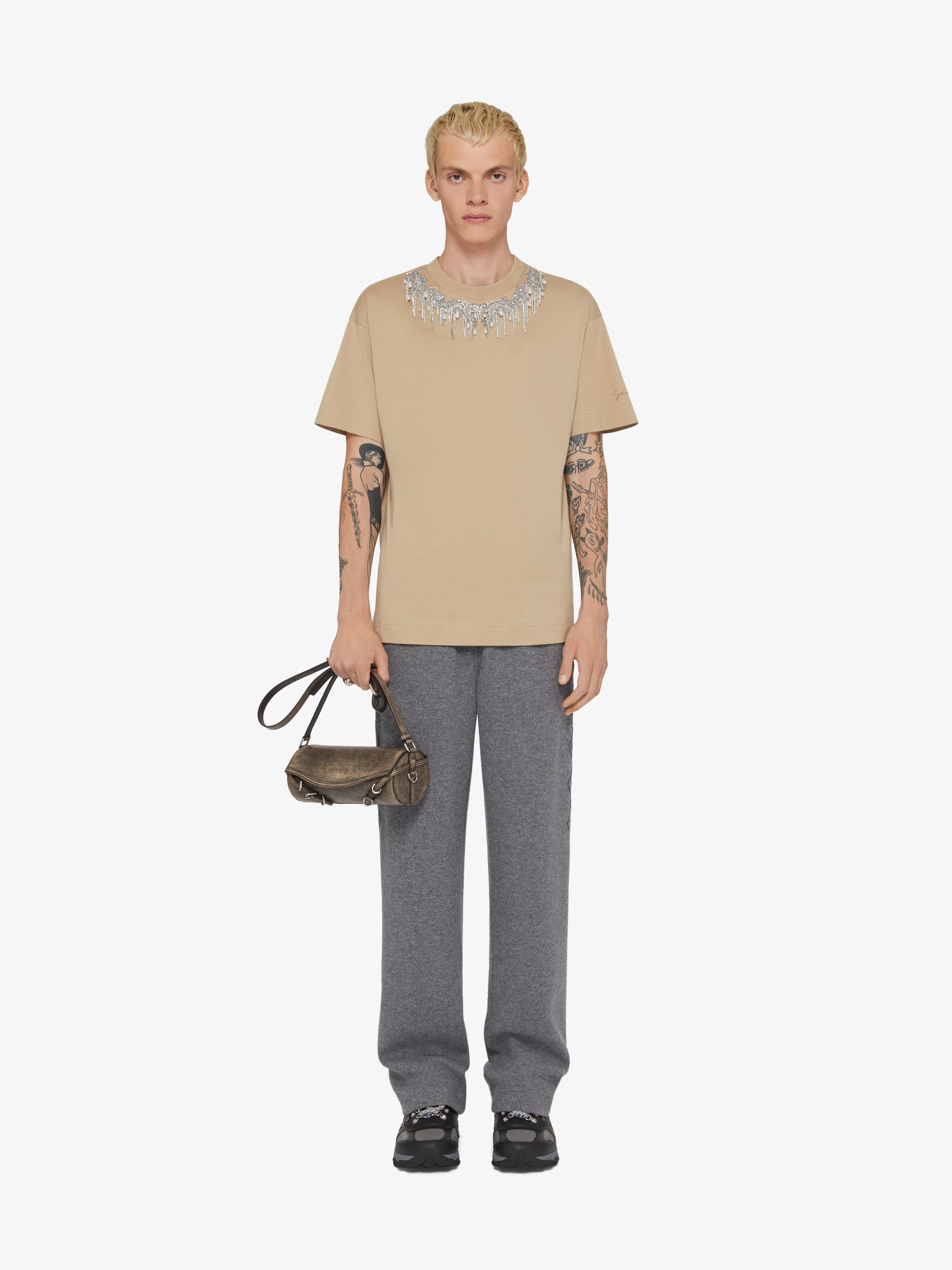T-SHIRT IN COTTON WITH CRYSTALS AND PEARLS - 3