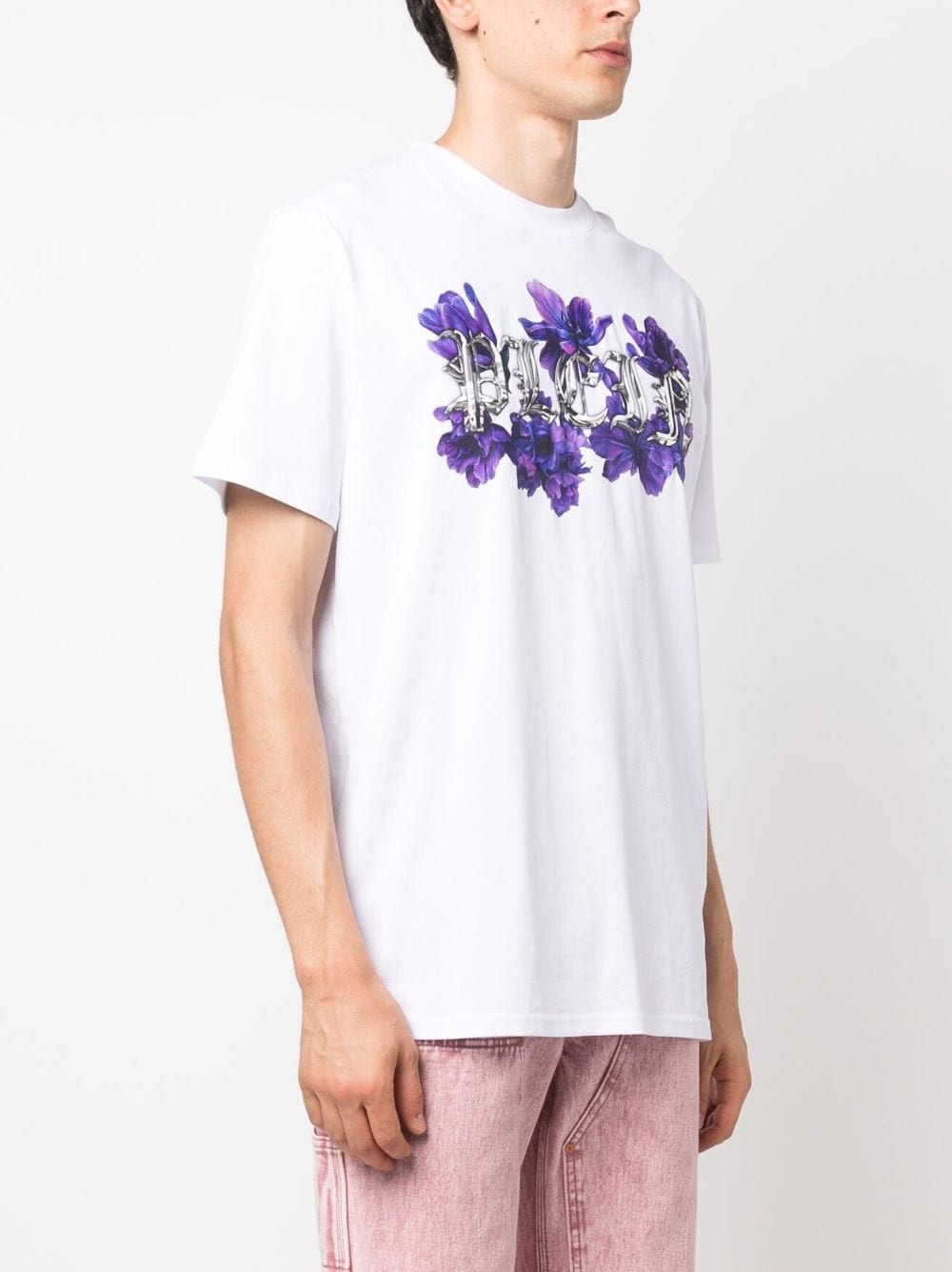 floral logo-print cotton T-shirt - 3