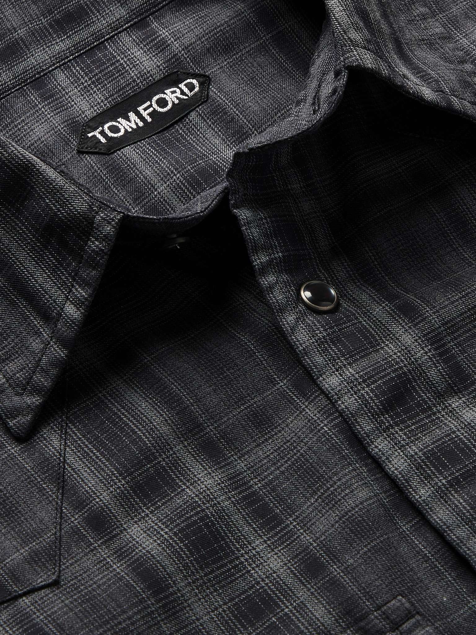 Checked Cotton-Flannel Western Shirt - 5