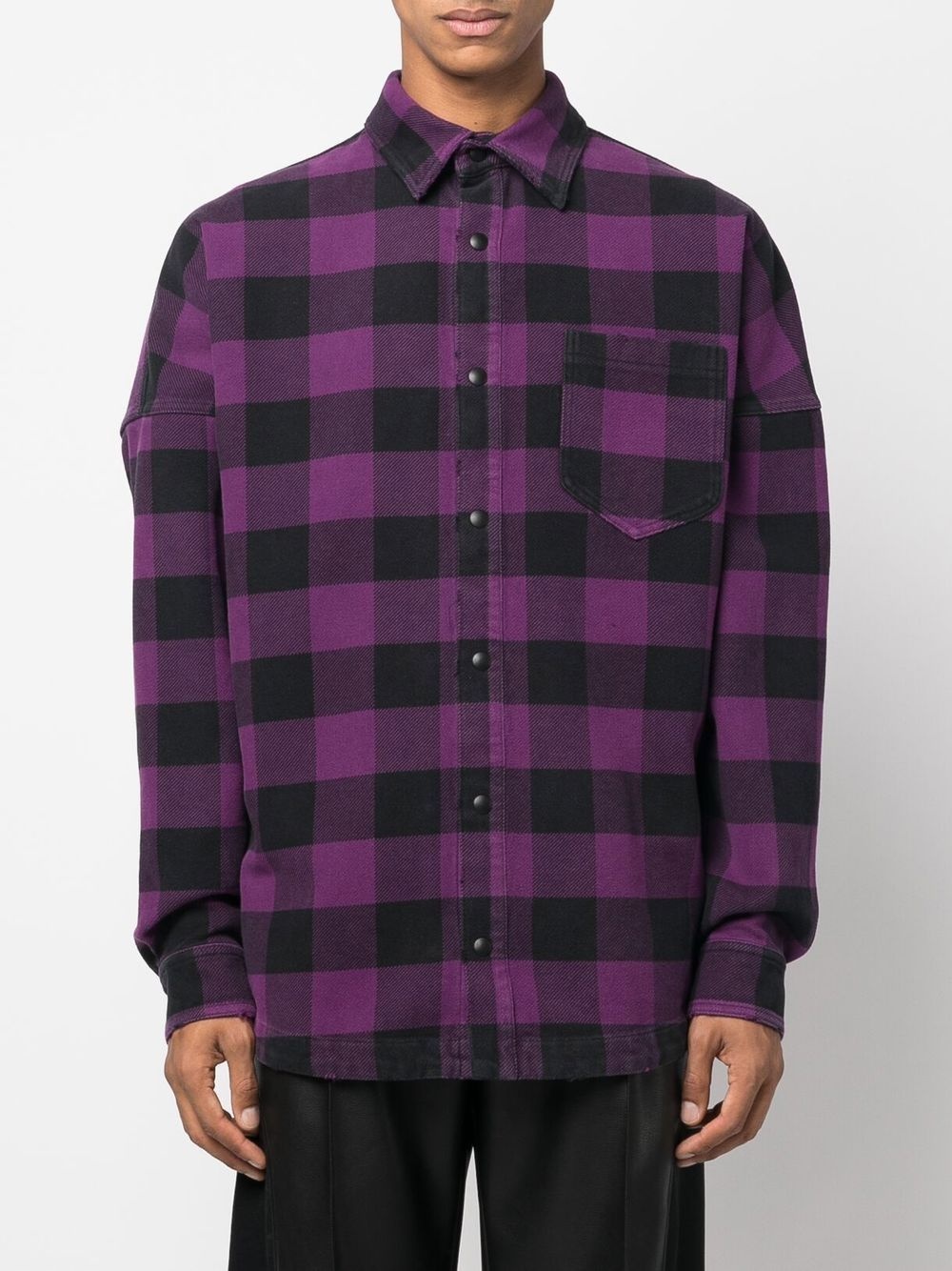 logo-print checked shirt - 3