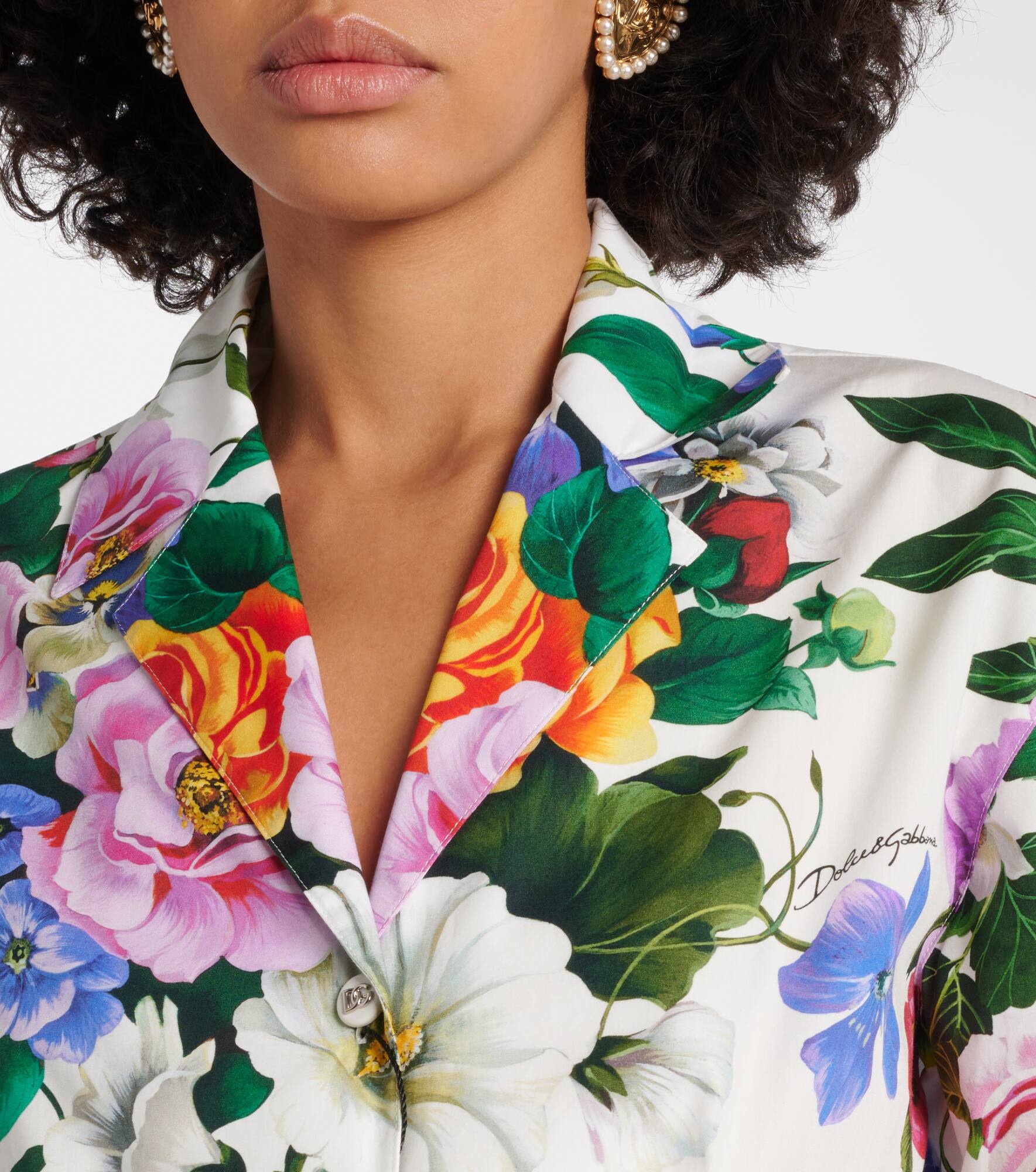 Cropped floral cotton shirt - 4
