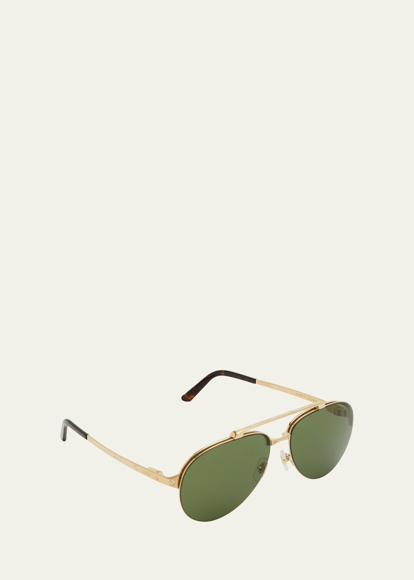 Cartier Men's Santos Evolution Half-Rim Aviator Sunglasses