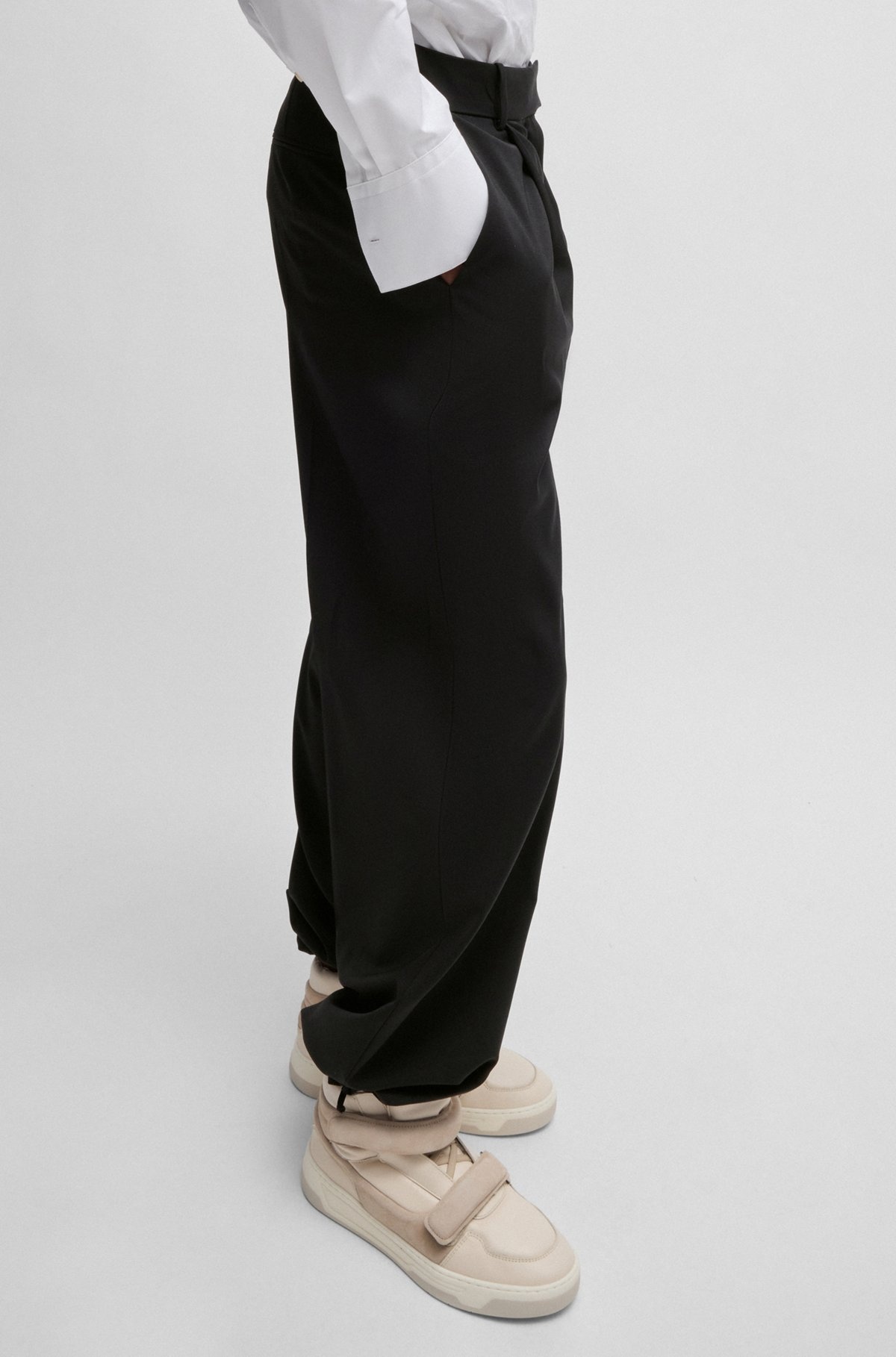 NAOMI X BOSS REGULAR-FIT TROUSERS IN NATURAL-STRETCH WOOL - 5