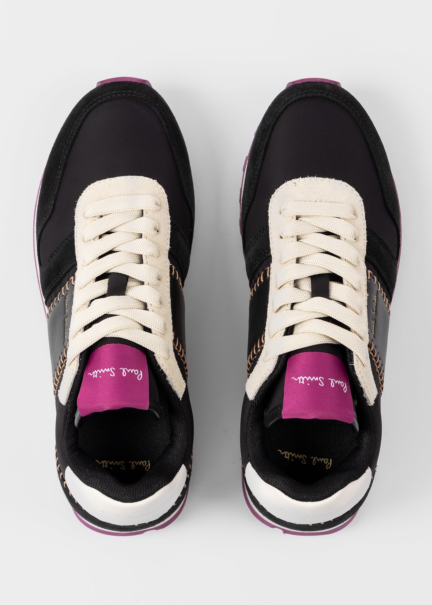 Black and Purple Stitch 'Eighties' Trainers - 5