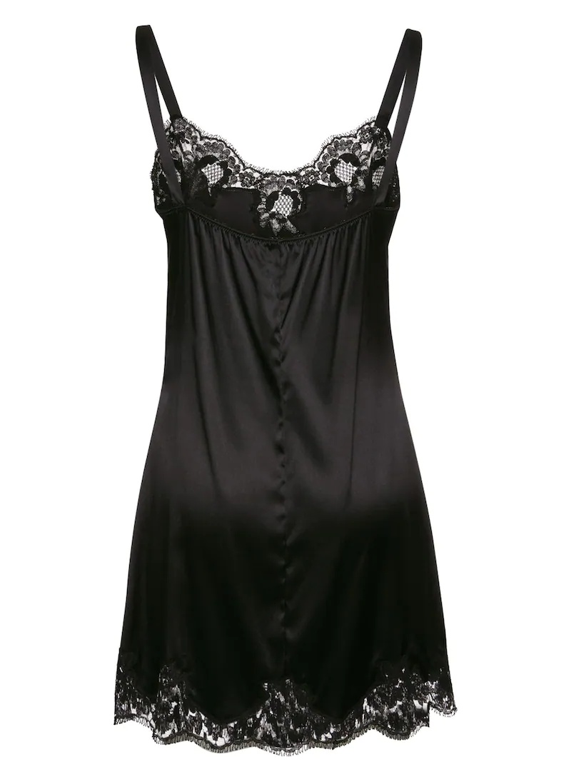 SILK SATIN & LACE SLIP DRESS - 5