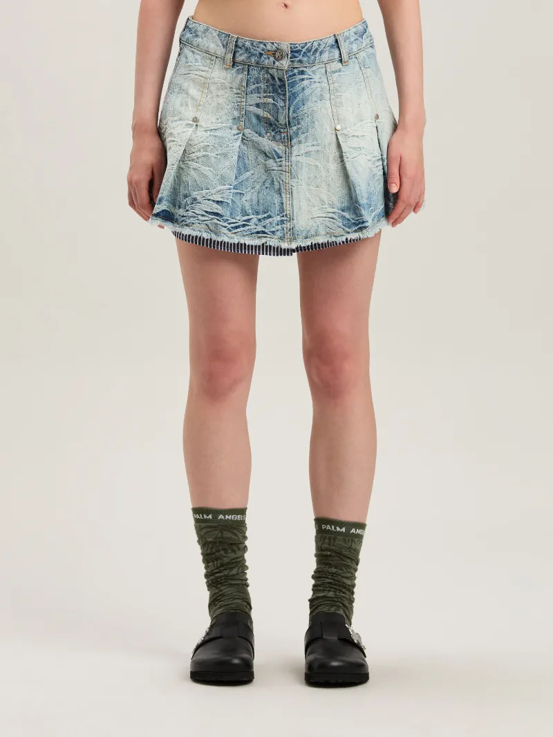 Palms jacquared denim miniskirt - 3
