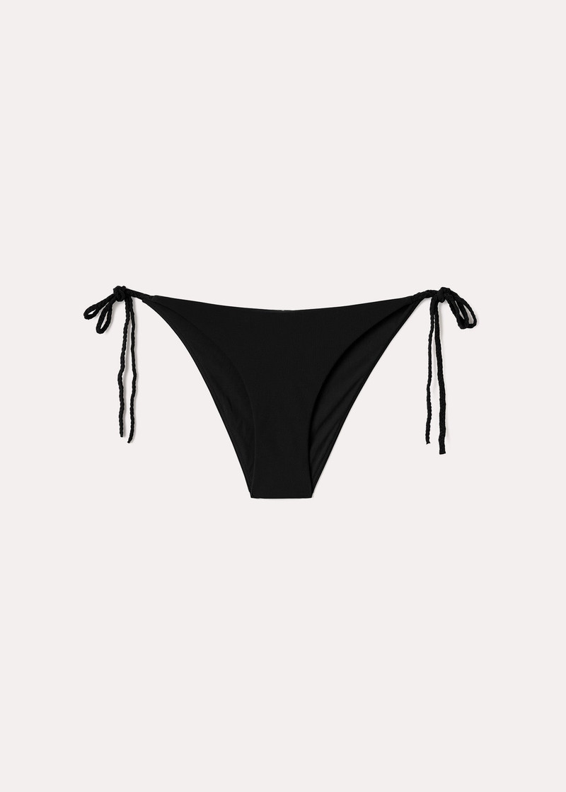 Braid-tie bikini bottoms black 1