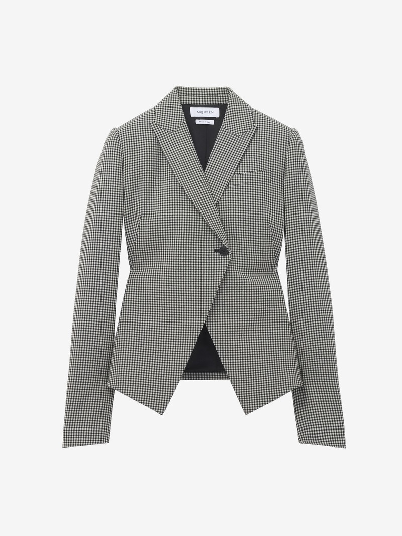 Alexander McQueen Gingham Check Cutaway Jacket outlook