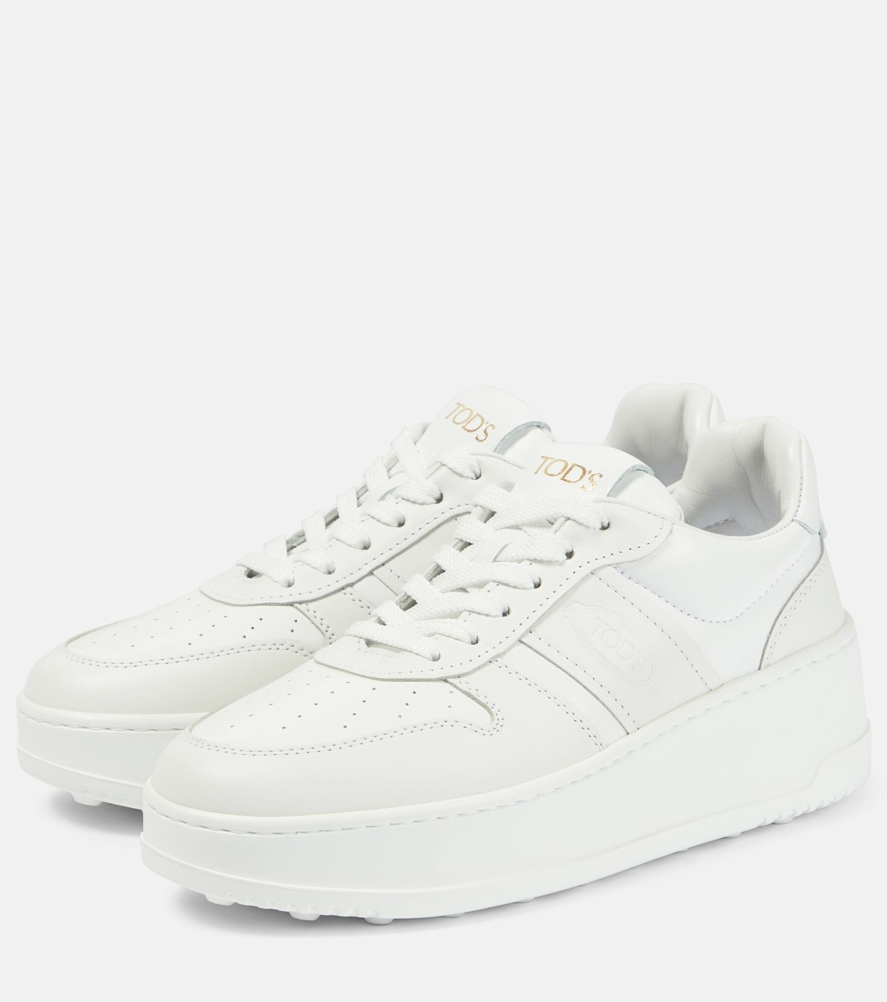 Leather platform sneakers - 5