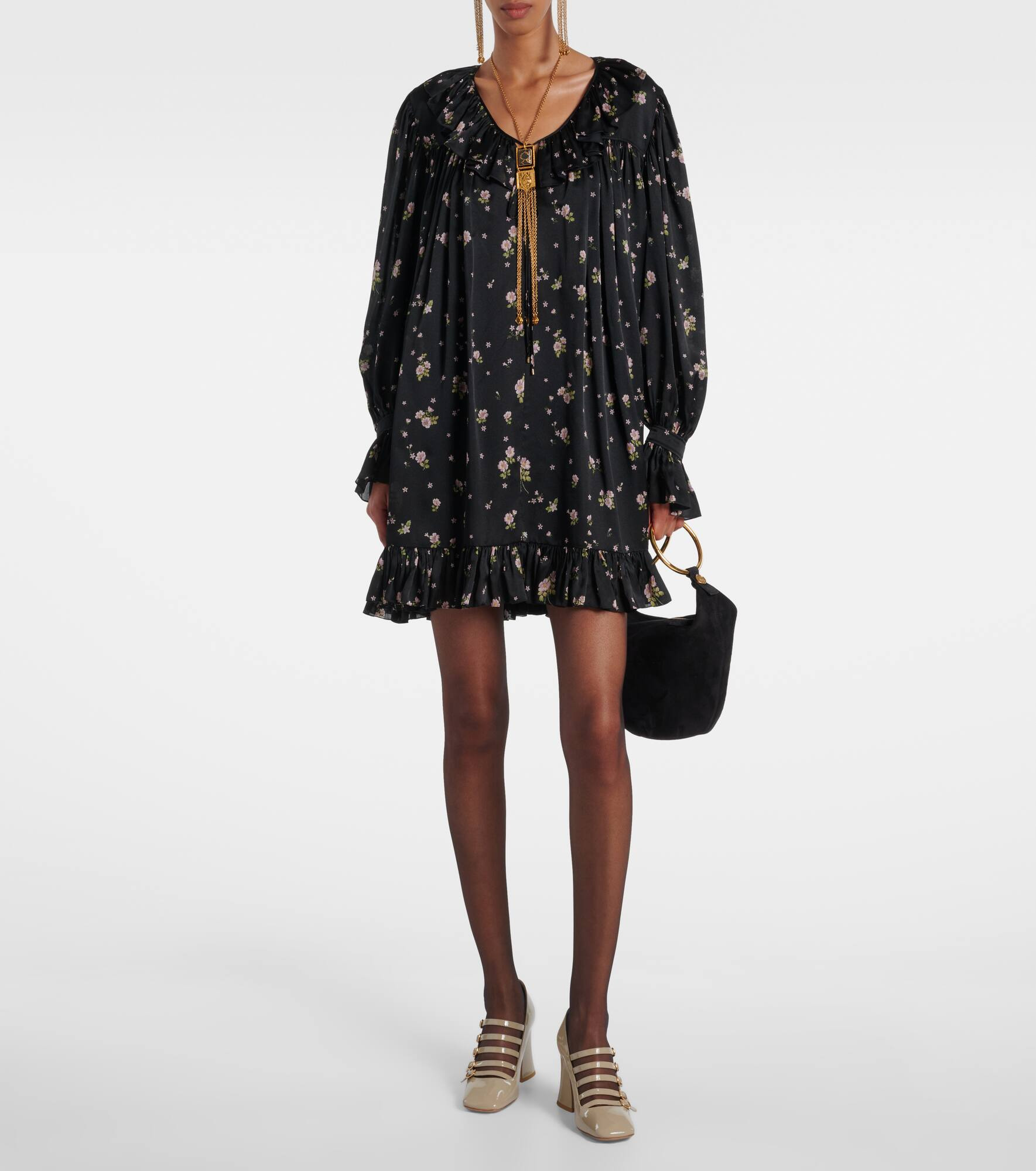 Gathered silk charmeuse minidress - 2