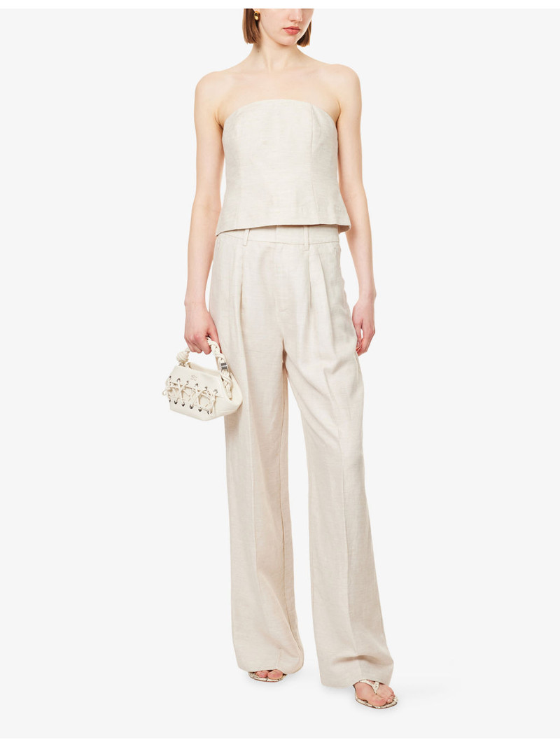 GOOD AMERICAN Strapless Cropped Linen-Blend Top outlook