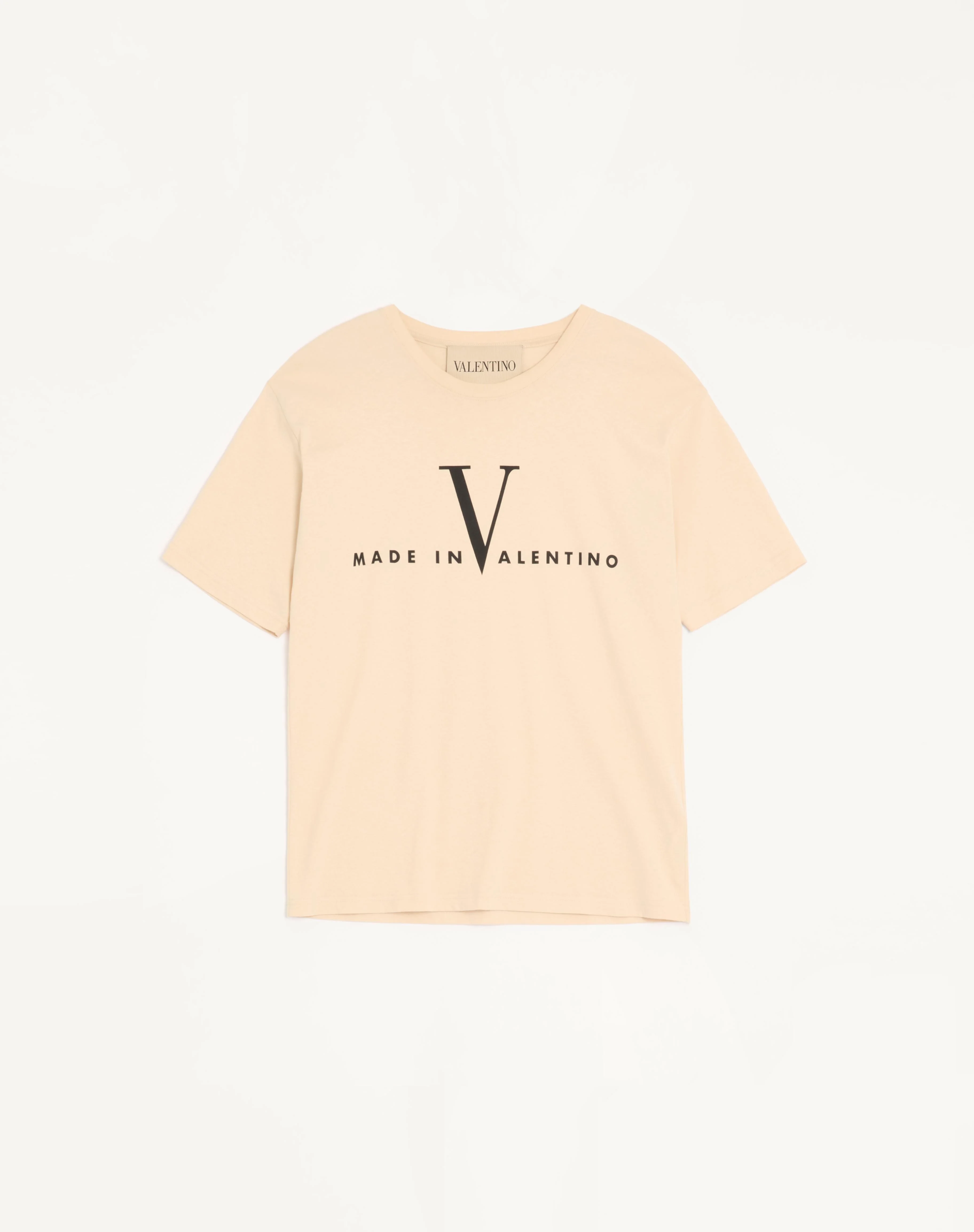 VALENTINO COTTON T-SHIRT WITH MADE IN VALENTINO PRINT - 1