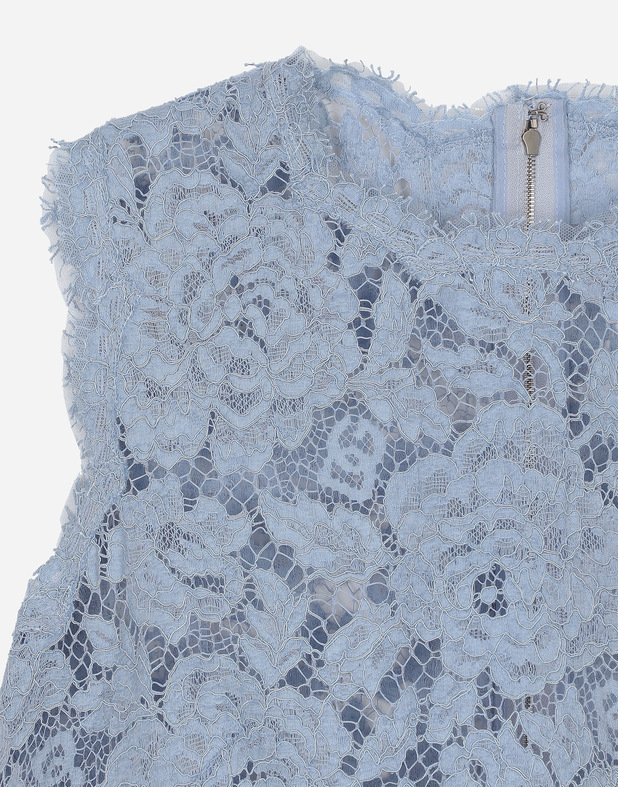 Sleeveless floral lace A-line dress with DG logo - 4