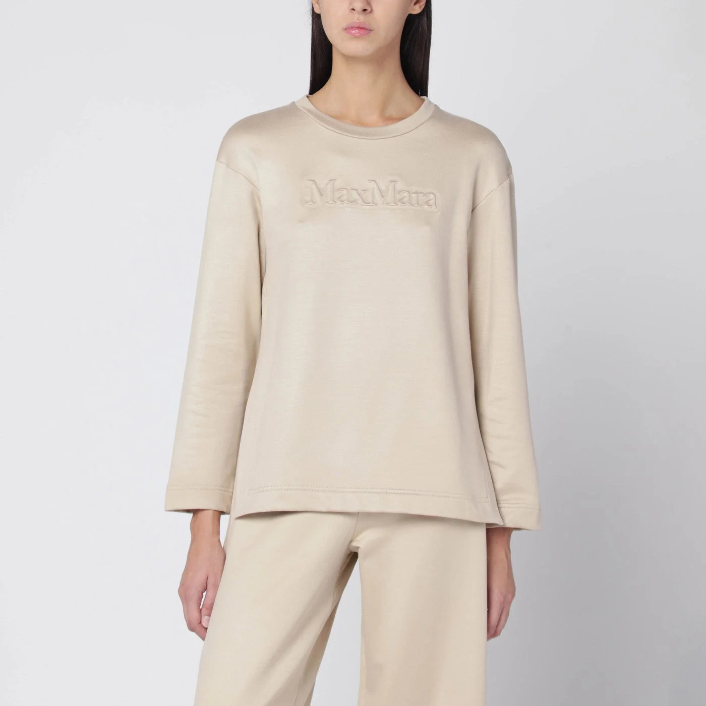 Beige sweatshirt in silk blend - 1