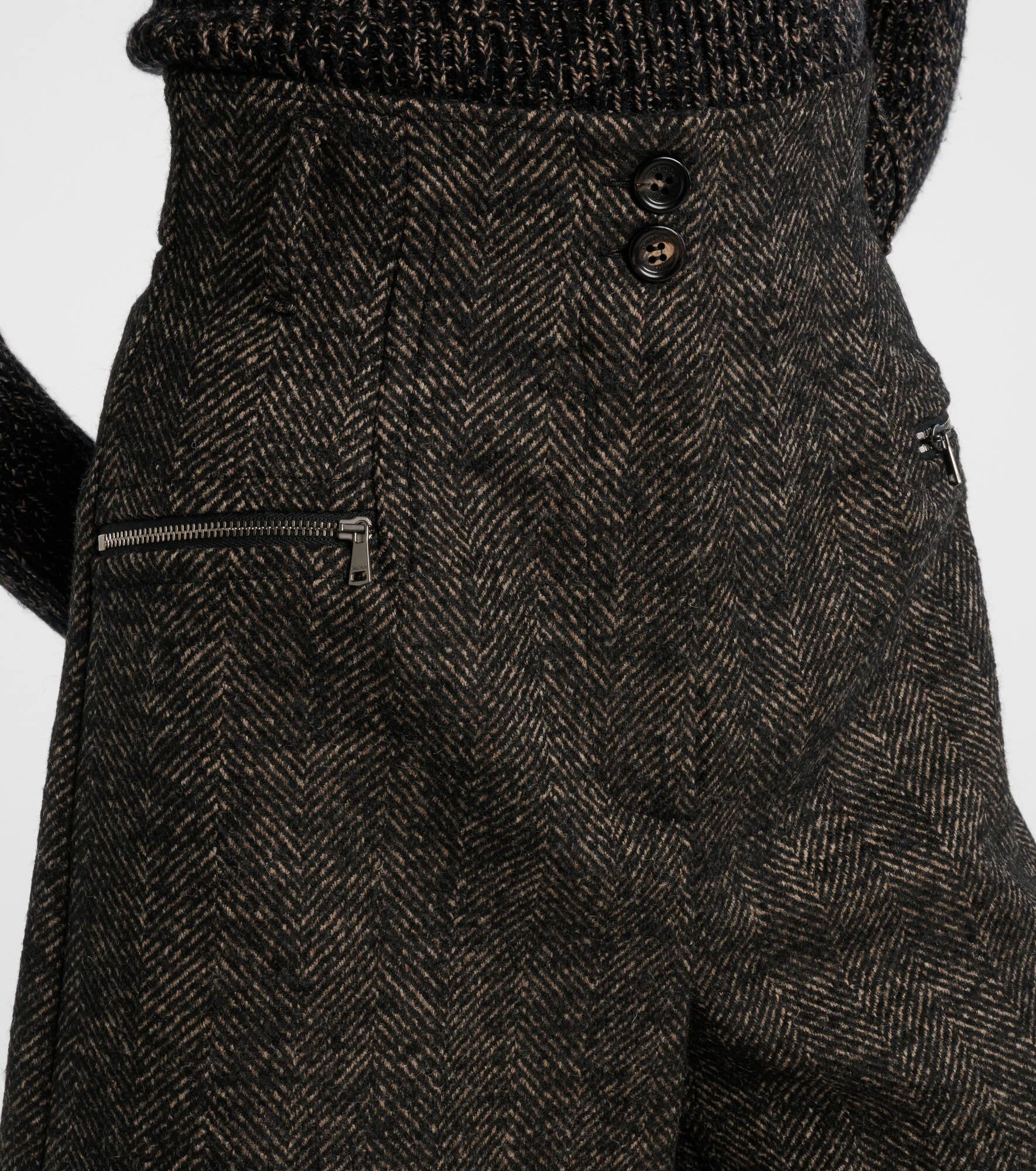 Herringbone wool-blend shorts - 4