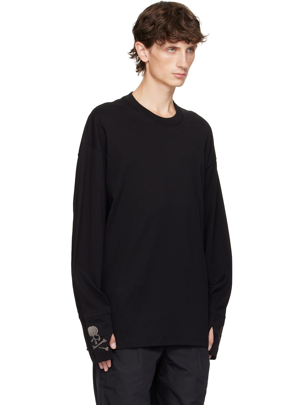 Black Boxy Fit Thumbhole Long Sleeve T-shirt - 2
