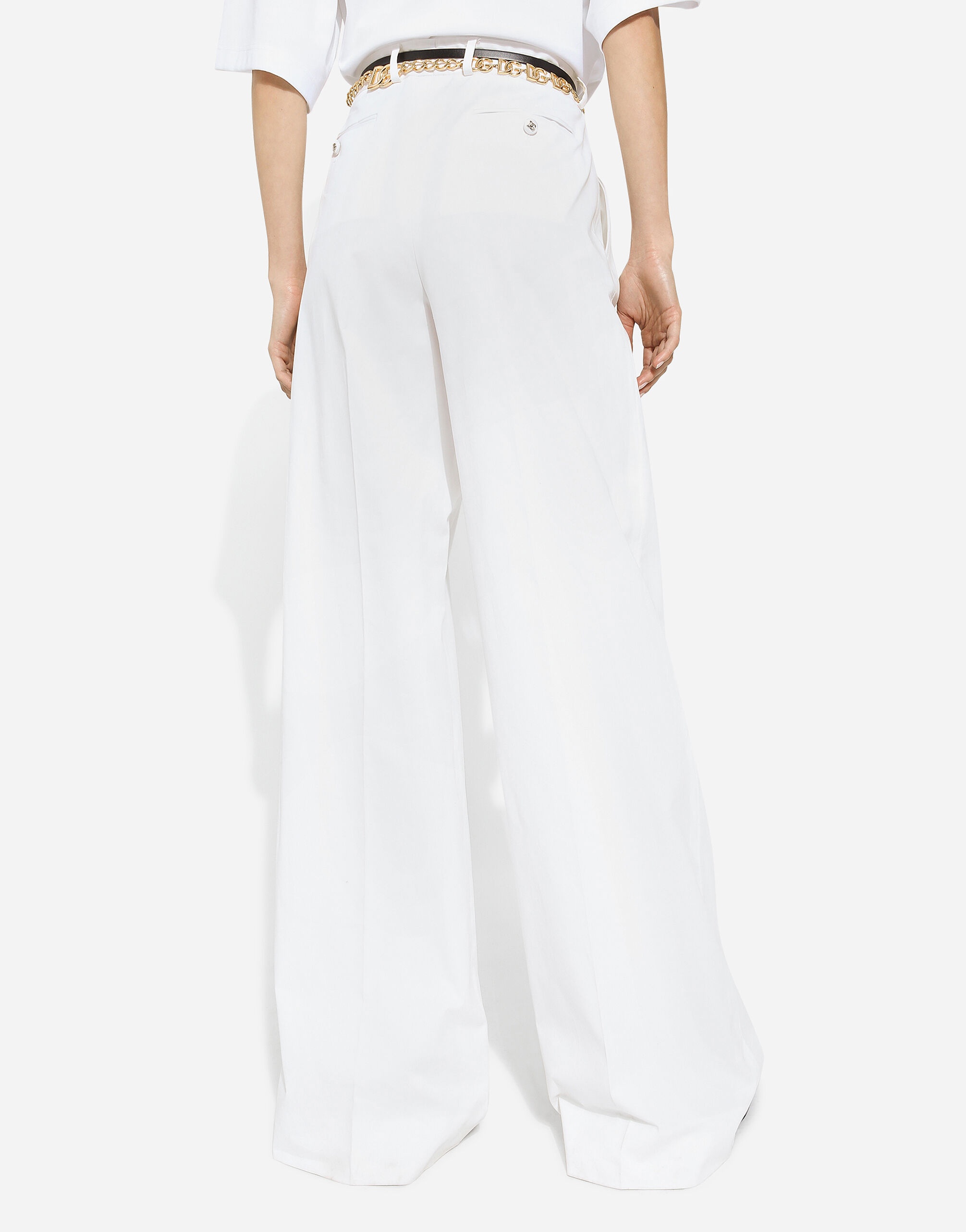 Flared cotton gabardine pants - 4