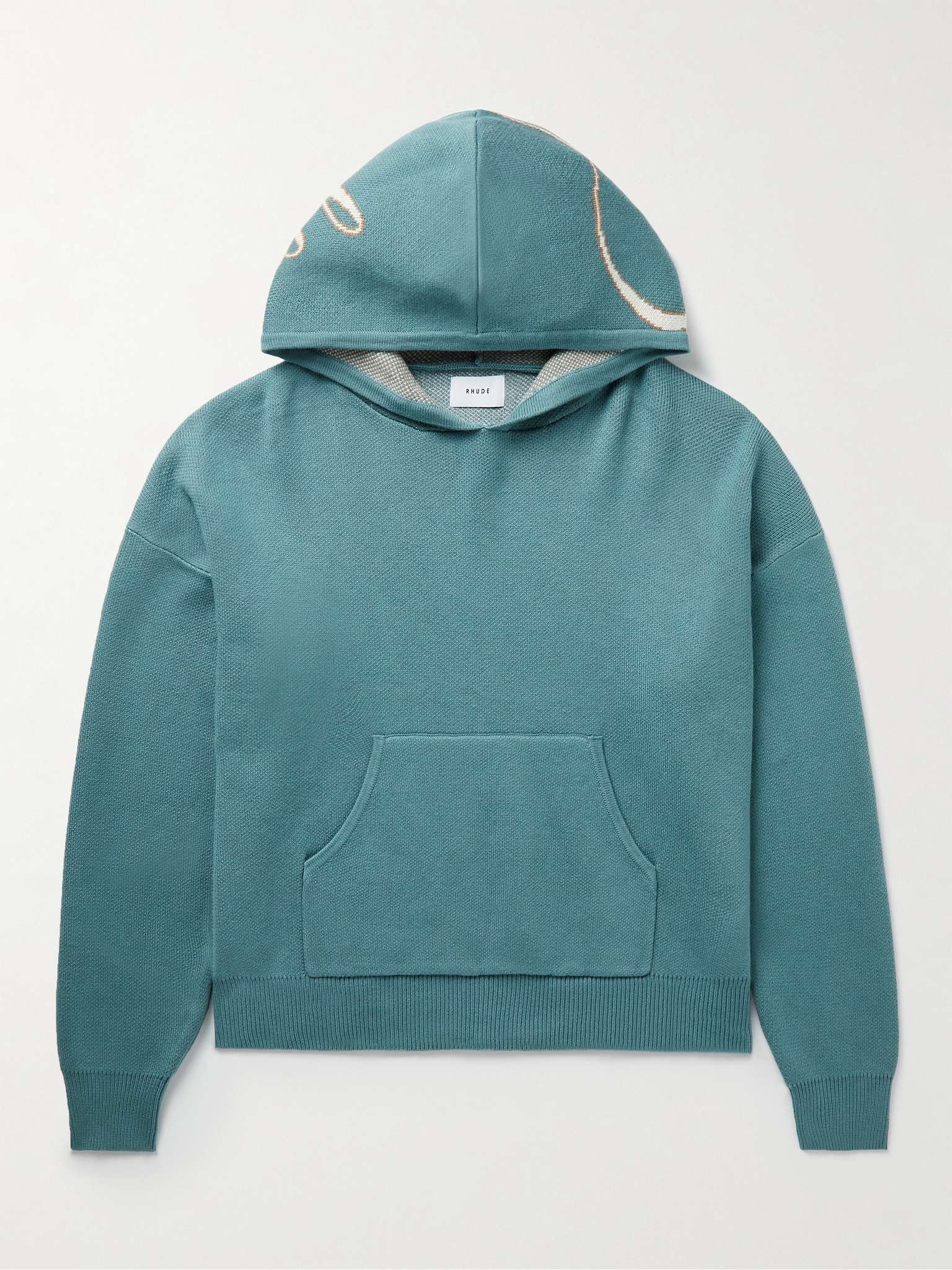 Rhude Script Logo Jacquard Supima Cotton and Cashmere Blend Hoodie mrporter REVERSIBLE
