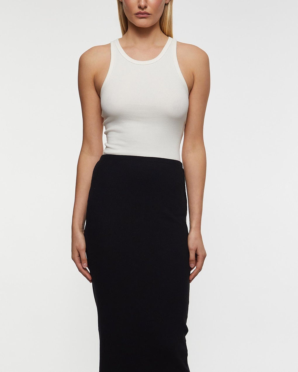 Top High Neck Fitted Tank  Cream - 2