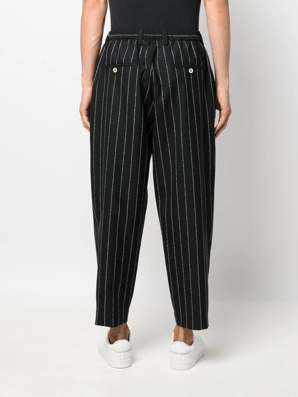 pinstripe tapered-leg trousers - 4