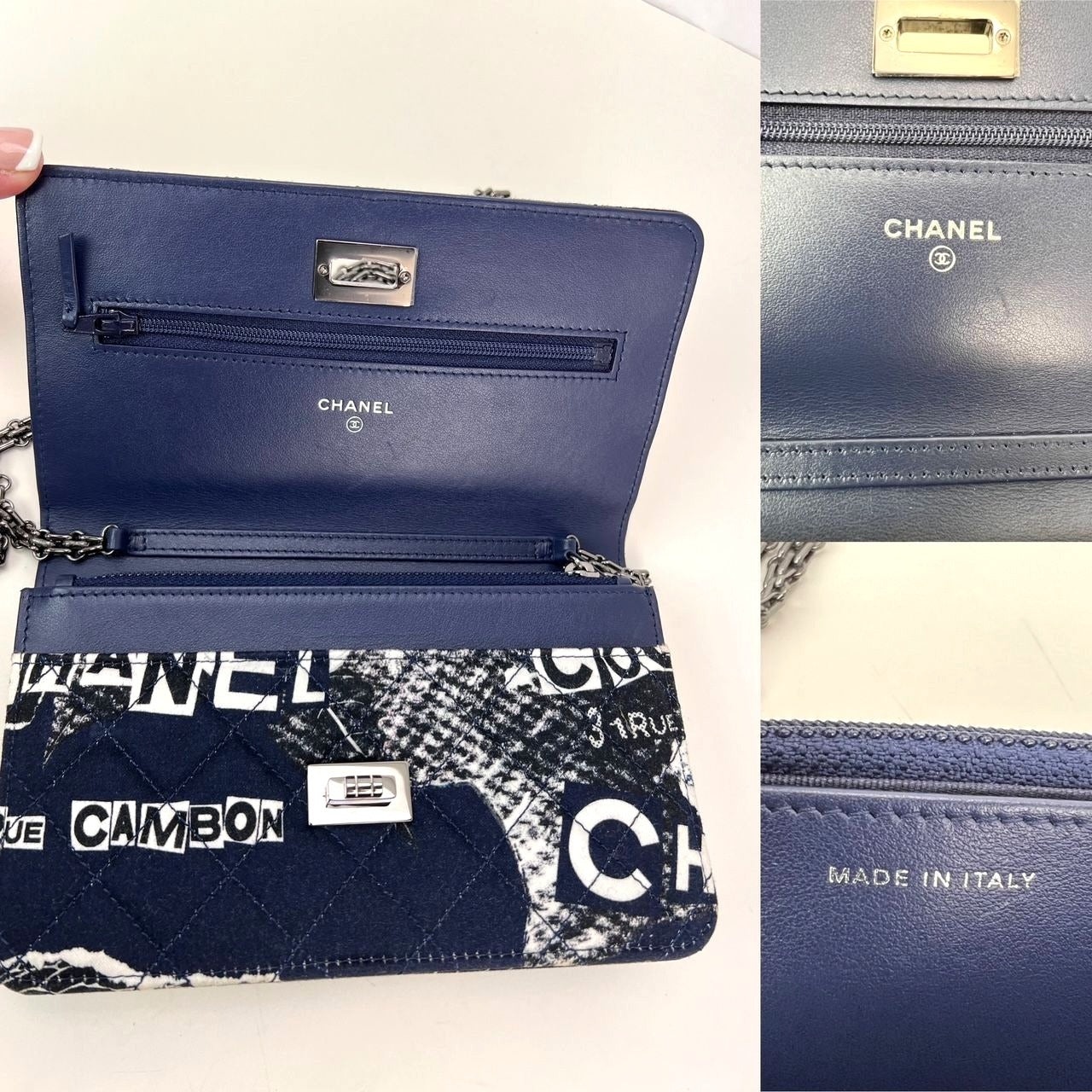 Chanel Reissue 2.55 Quilted Printed Canvas Limited Edition Wallet on a Chain Clutch RARE - 4