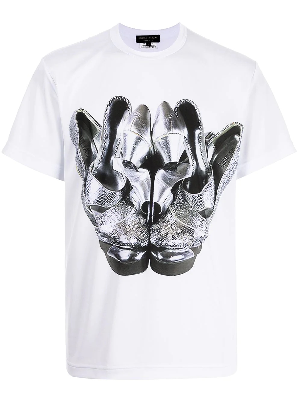 asymmetric shoe print T-shirt - 1