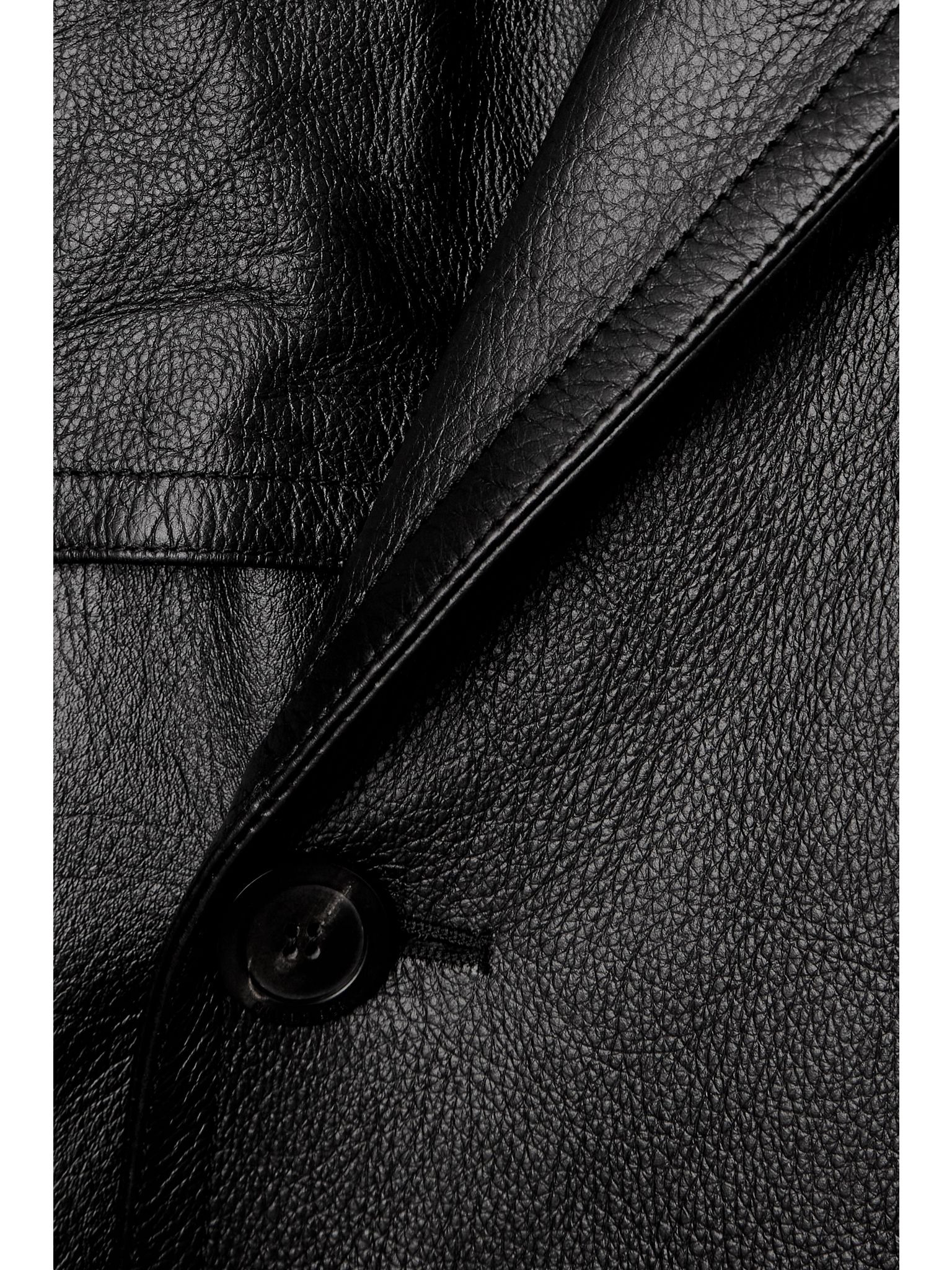 Cocoon double-breasted belted leather trench Black - 5