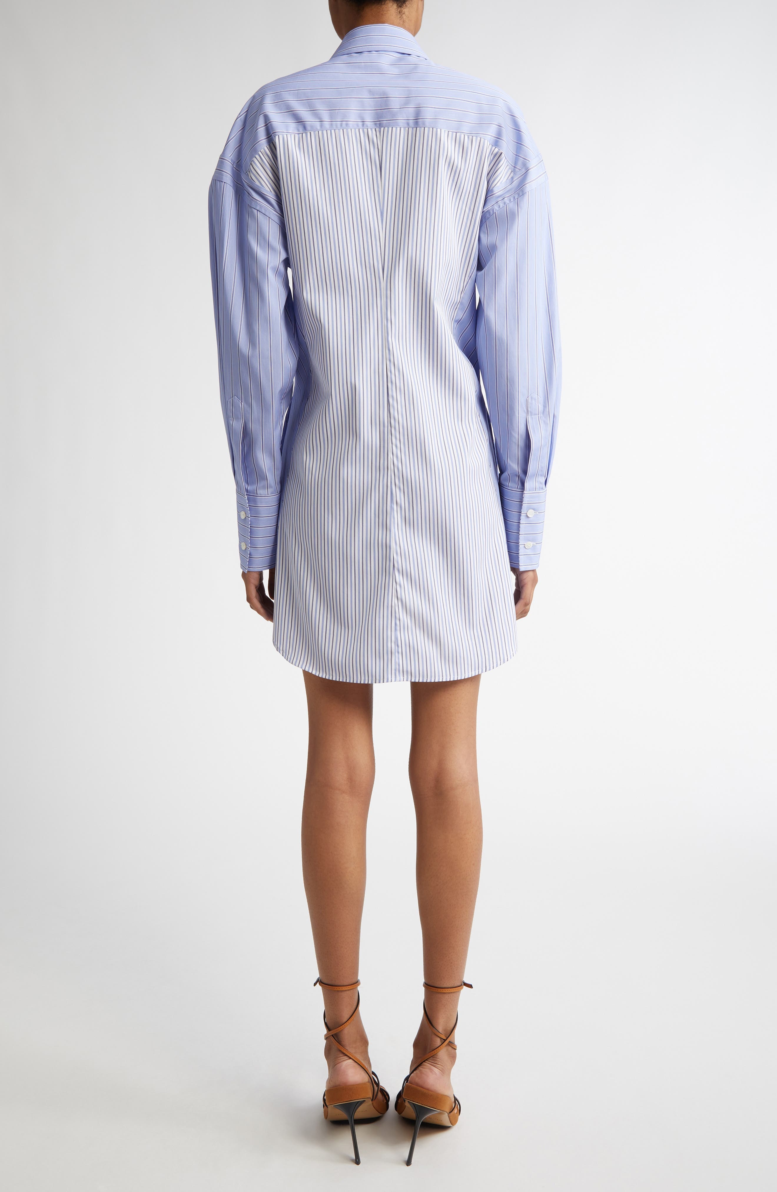 Stella McCartney Mixed Stripe Long Sleeve Cotton Shirtdress in Multicolor Blue at Nordstrom - 2