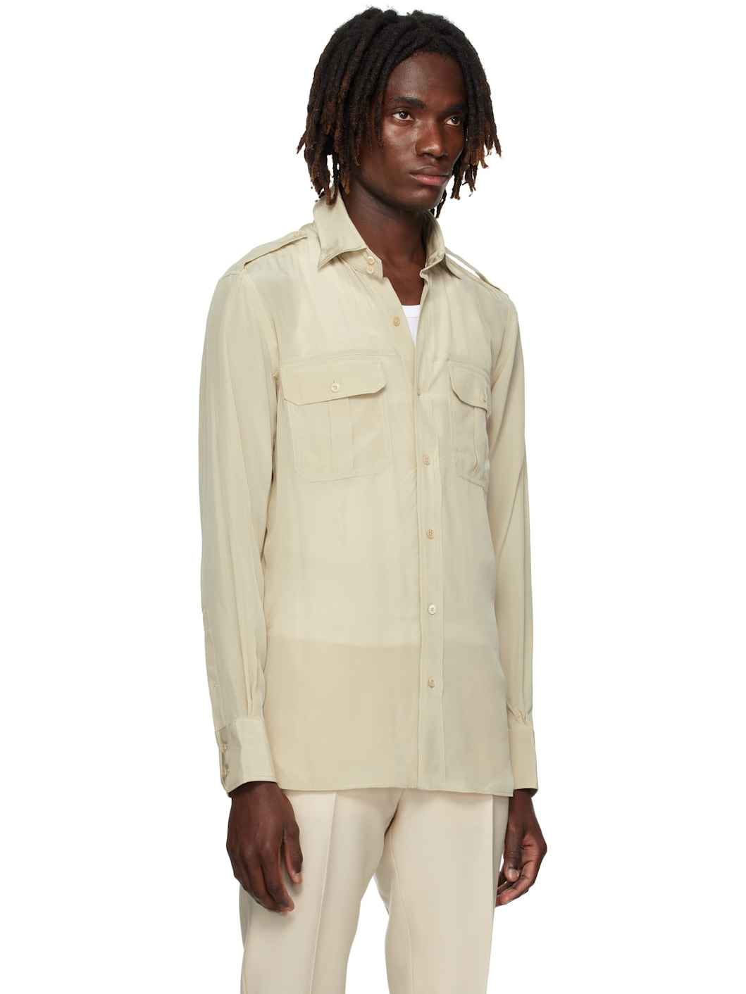 Beige Silk Shirt - 2
