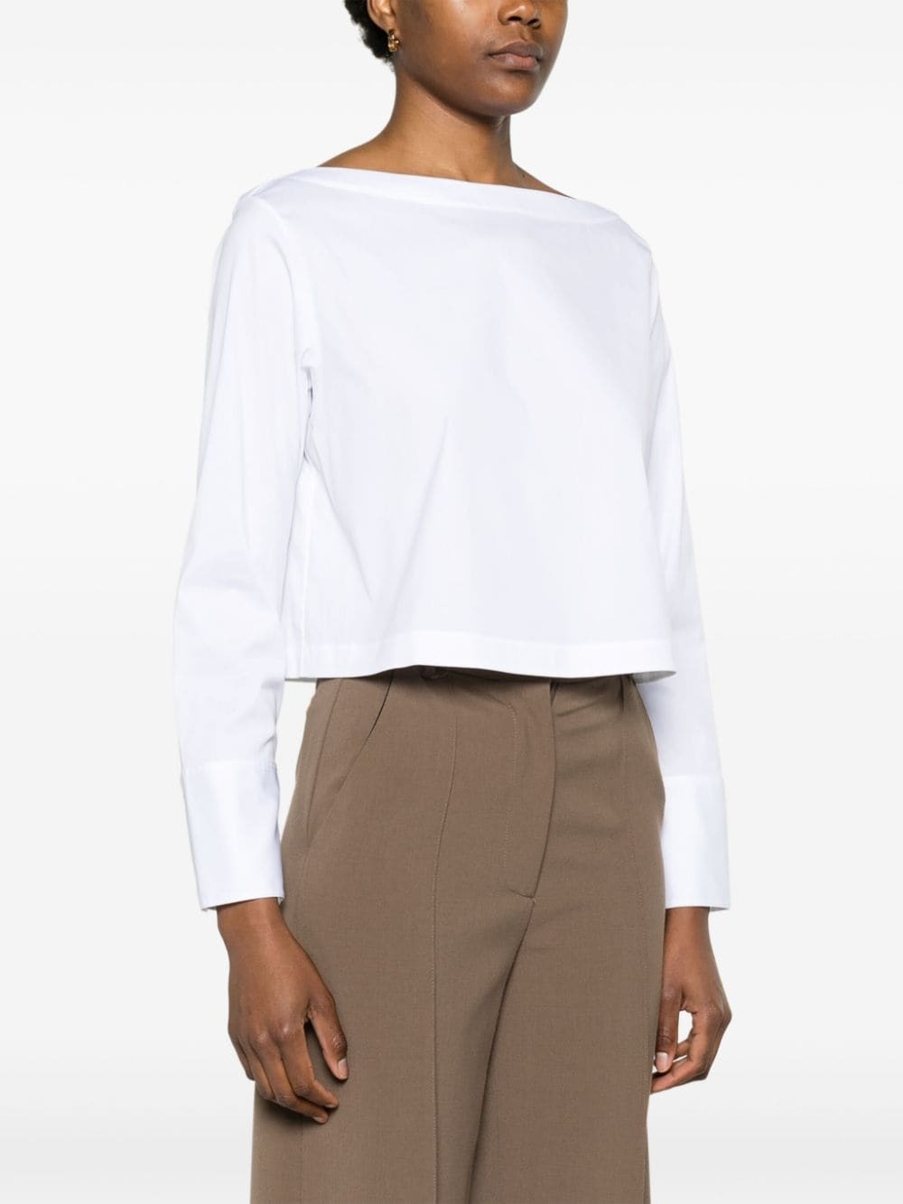 boat-neck poplin blouse - 3