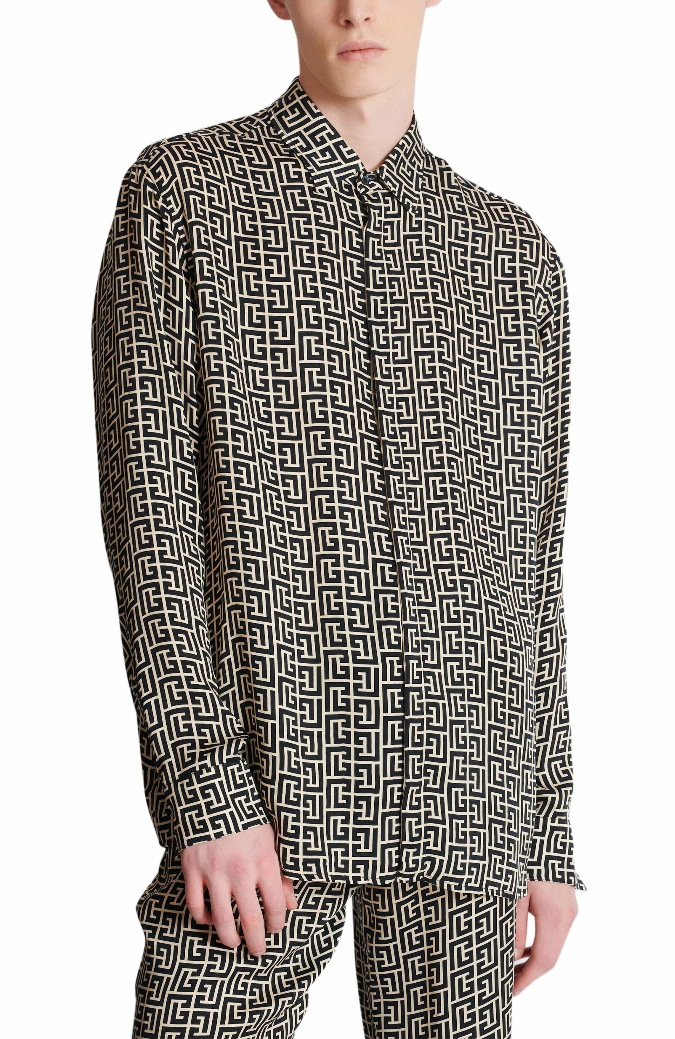 Balmain Monogrammed flowing shirt in Black at Nordstrom - 5