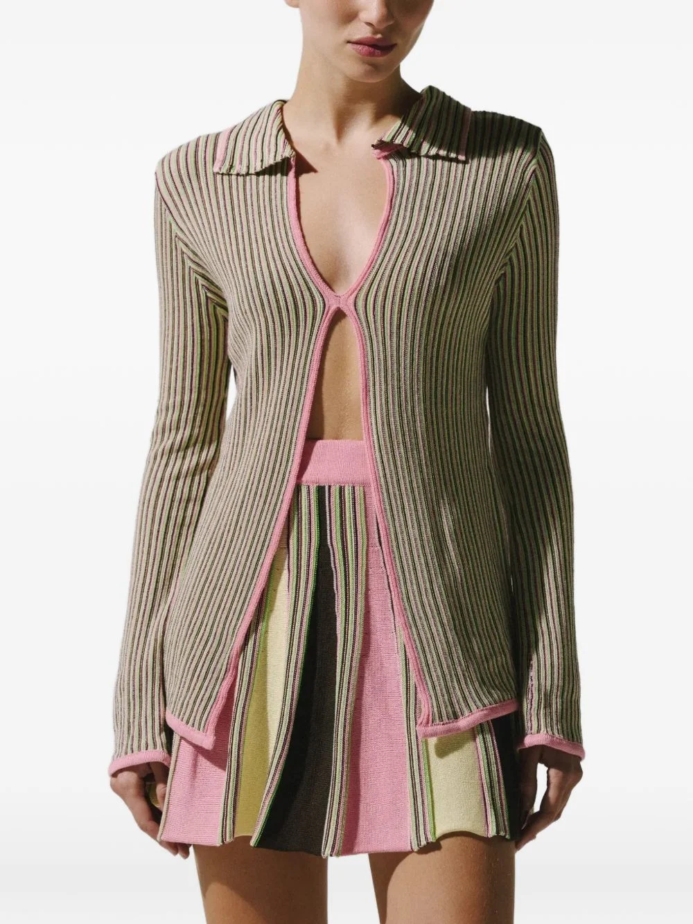 Federica ribbed-knit V-neck sweater - 1