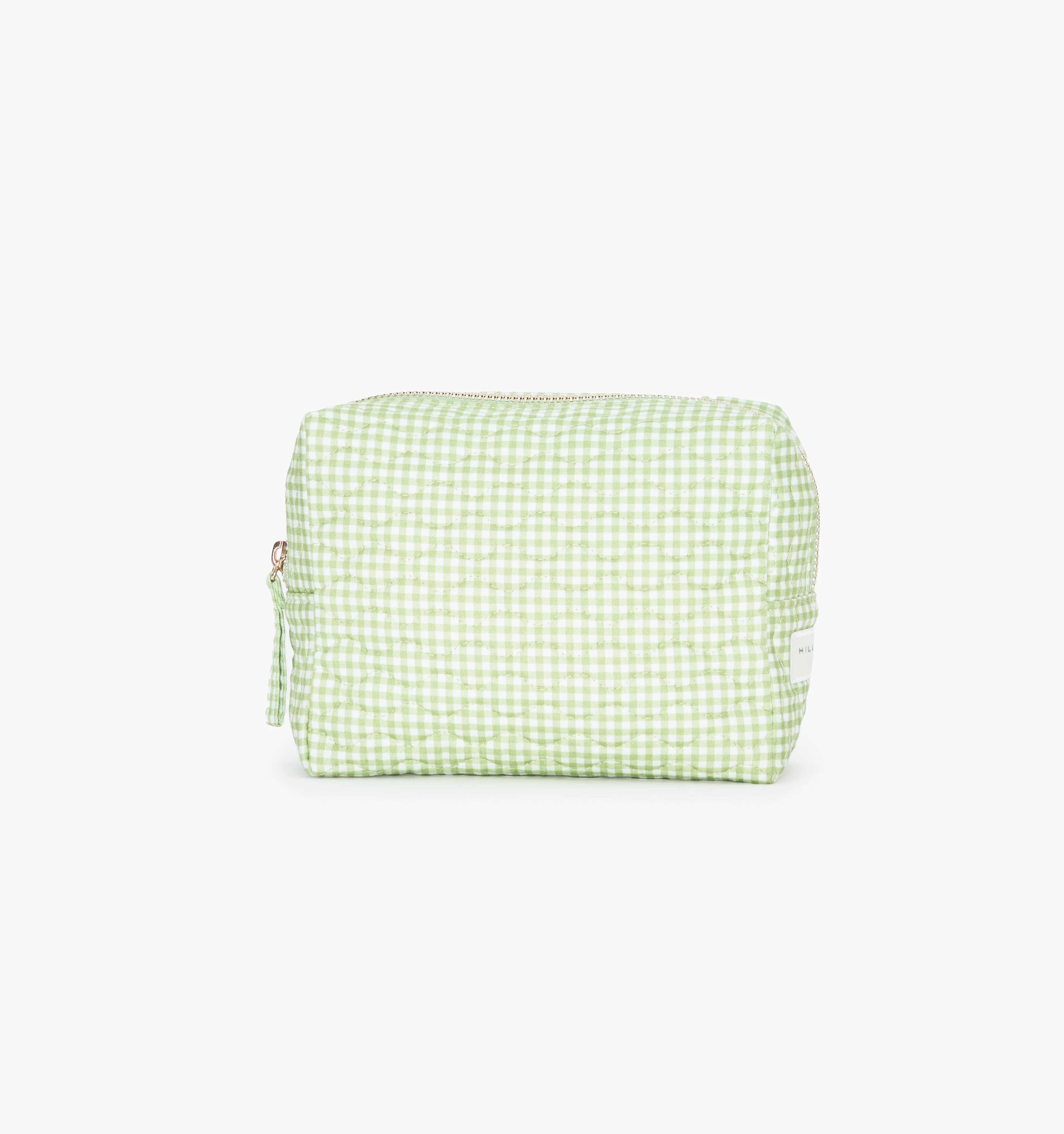The Mini Quilted Cosmetic Bag - Lime Gingham - 1