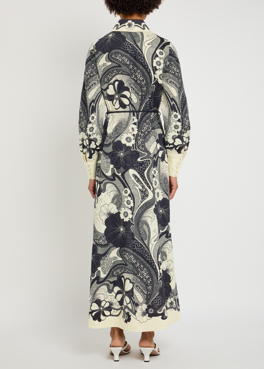 Alemais Mickey Printed Linen Midi Shirt Dress - 3